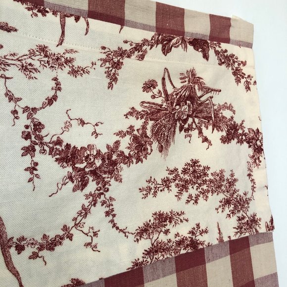 Red/Off-White Buffalo Check +Toile Door Curtain - Picture 9 of 9